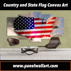 unique art canvas of american flag abstract 5 pieces canvas wall art, large framed 5 panel canvas wall art