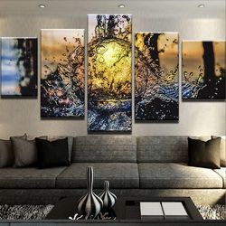 water ball abstract 5 pieces canvas wall art, large framed 5 panel canvas wall art