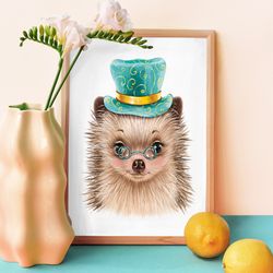 Hedgehog Nursery Decor, Hedgehog Art, Hedgehog Wall Art, Woodland Animal Prints - digital file that you will download