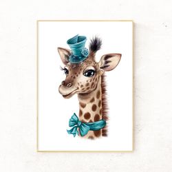 Giraffe Art, Giraffe Nursery Print, Giraffe Portrait Art, Giraffe Nursery Wall Art - digital file that you will download