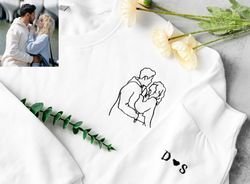 custom personalized portrait embroidered sweatshirt,custom photo,outline photo sweatshirt,couple hoodie, wedding gift