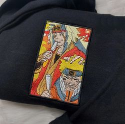 Jiraiya And Naruto Embroidered Crewneck, Naruto Embroidered Sweatshirt, Inspired Embroidered Manga Anime Hoodie