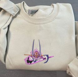 Zoro Nike Embroidered Crewneck, One Piece Embroidered Sweatshirt, Inspired Embroidered Manga Anime Hoodie 1