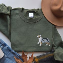 Australian Shepherd Sweatshirt Embroidered, Blue Merle Aussie Dog Mom Gift, Australian Shepherd Gifts