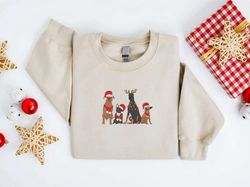Embroidered Christmas Dog Sweatshirt, Dog Santa Christmas Sweate For Family