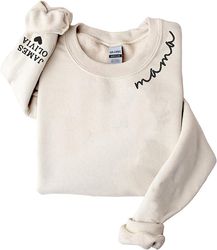 Personalized Mama Embroidered Sweatshirt With Daughter And Son Names, Mama Est 2023 Sweatshirt