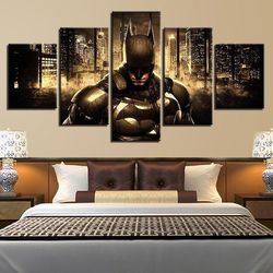 batman inspired cityscapes  5 panel canvas art wall decor 5 pieces canvas wall art, large framed 5 panel canvas wall art