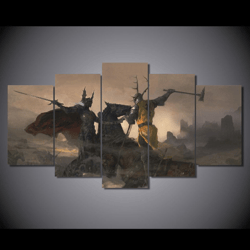 Game Of Thrones The Battle Trident 1 Movie 5 Pieces Canvas Wall Art, Large Framed 5 Panel Canvas Wall Art