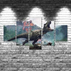 Jurassic World Fallen Kingdom 01 Movie 5 Pieces Canvas Wall Art, Large Framed 5 Panel Canvas Wall Art