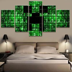 minecraft abstract game printed canvas art gaming 5 pieces canvas wall art, large framed 5 panel canvas wall art