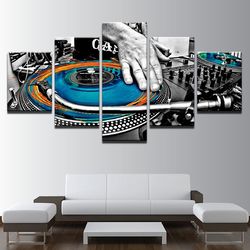 Musical Instruments 1 Music 5 Pieces Canvas Wall Art, Large Framed 5 Panel Canvas Wall Art