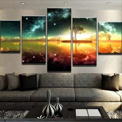 space stars and the oceans canvas art 1 nature 5 pieces canvas wall art, large framed 5 panel canvas wall art