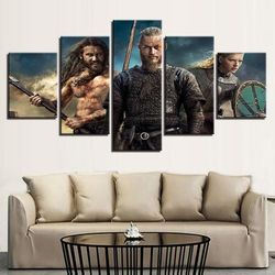 Vikings History Channel 2 Movie 5 Pieces Canvas Wall Art, Large Framed 5 Panel Canvas Wall Art