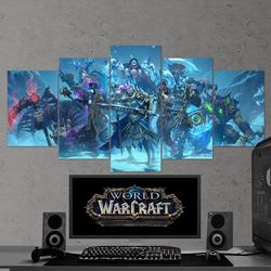 World Of Warcraft Knights Of The Frozen Throne 05 Gaming 5 Pieces Canvas Wall Art, Large Framed 5 Panel Canvas Wall Art