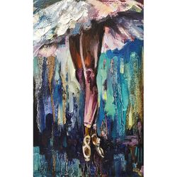 Ballet Painting Woman Legs Original Art Female Painting Ballerina Wall Art Oil Artwork 10 by 16 by SviksArtPainting