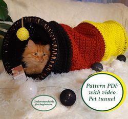Crochet cat tunnel pattern Digital Instruction with video Manual in PDF Format Pet furniture Pet bed cave pdf pattern