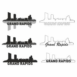 Grand Rapids Michigan City Skyline Silhouette, Grand Rapids svg, GRAND RAPIDS Michigan Skyline, Instant Download
