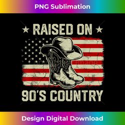 Vintage American Flag Raised On 90's Country Music Cowgirl - Sleek Sublimation PNG Download - Infuse Everyday with a Celebratory Spirit