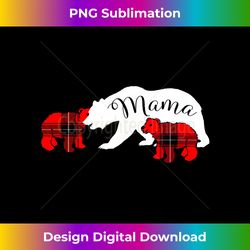 Mama Bear Two Cubs T-shirt Red Plaid Mom Christmas Pajama - Urban Sublimation PNG Design - Crafted for Sublimation Excellence