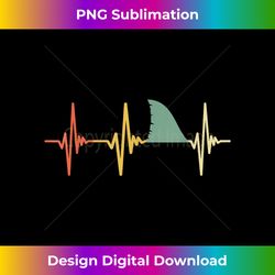 Vintage Shark Fin Retro Heartbeat Shark - Sublimation-Optimized PNG File - Rapidly Innovate Your Artistic Vision
