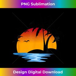 Sunset Beach Silhouette Tropical Palm Tree Summer Lover - Luxe Sublimation PNG Download - Elevate Your Style with Intricate Details
