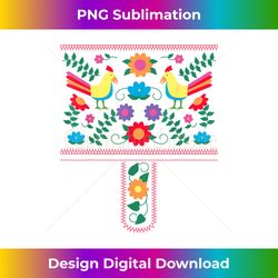 bright color traditional mexican flowers and birds - sophisticated png sublimation file - elevate your style with intricate details