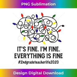 Everything Is Fine Christmas Lights 2nd Grade Teacher Xmas - Classic Sublimation PNG File - Lively and Captivating Visuals