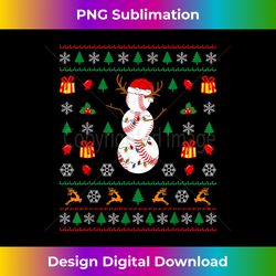 christmas baseball snowman reindeer in a santa hat pajama - innovative png sublimation design - pioneer new aesthetic frontiers
