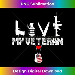 I Love My Veteran Flag Heart Dogtag Military - Sophisticated PNG Sublimation File - Spark Your Artistic Genius