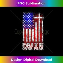 Faith Over Fear Christian Cross Vintage Patriotic USA flag - Timeless PNG Sublimation Download - Pioneer New Aesthetic Frontiers