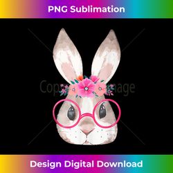 cute bunny face glasses and floral headband happy easter day - contemporary png sublimation design - enhance your art with a dash of spice