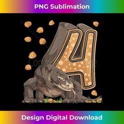 4 Year Old Komodo dragon Reptile 4th Birthday Party B-day - Futuristic PNG Sublimation File - Striking & Memorable Impressions