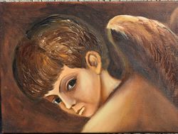 little angel, painting on canvas, oil painting
