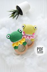 Amigurumi frog baby rattle easy crochet pattern for beginners
