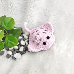 Handmade crochet stingray plush, perfect gender neutral toy for children and sea animal lovers