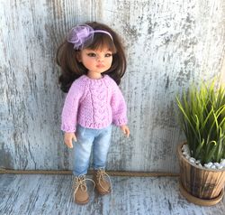 pink knitted t sweater for Paola Reina doll, Ruby Red, free shipping