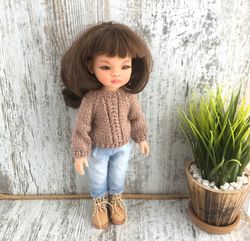 handmade lurex sweater for Paola Reina doll, Ruby Red, free shipping