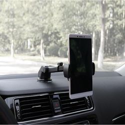 secure and versatile car phone retractable mount holder - 360 degree rotation, telescopic, easy-to-install, black