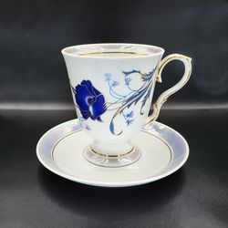 Large tea pair "Blue Flower" Dulevo. New