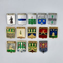 Vintage pin badge set Coats of arms of cities of the USSR 14 pieces