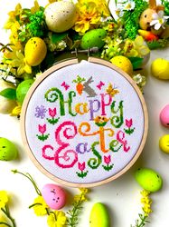 HAPPY EASTER Ornament cross stitch pattern PDF by CrossStitchingForFun Instant Download