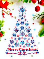 PATRIOTIC CHRISTMAS TREE cross stitch pattern PDF by CrossStitchingForFun, Instant Download, USA Patriotic cross stitch