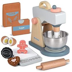 Play Kitchen Accessories Wooden Mixer Set Pretend Play Food Sets for Kids Role
