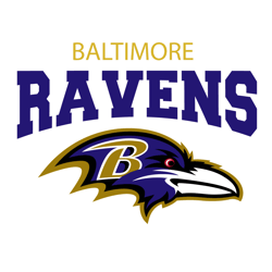 Baltimore Ravens Team Text with Bird Head Logo SVG