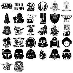 32 Star Wars SVG Star Wars Silhouette Star Wars Vector Yoda Cut File
