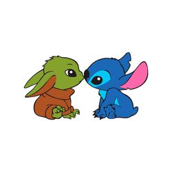 Baby Yoda And Stitch Kisses Friends SVG Digital File