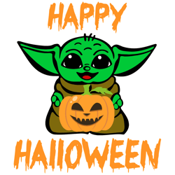 Happy Halloween - Cute Baby Yoda Ghost SVG