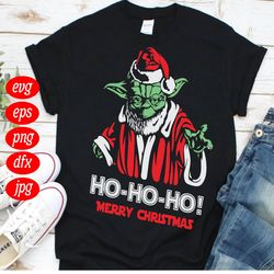 Ho Ho Ho Christmas Santa Yoda Christmas Hat Merry Christmas Yoda Quote SVG