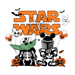 Star Wars Baby Yoda And Boba Fett Skeleton Halloween SVG File