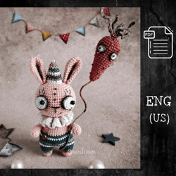 CROCHET PATTERN creepy Bunny / Amigurumi cute Rabbit/ Crochet Carrot Pattern / PDF in English